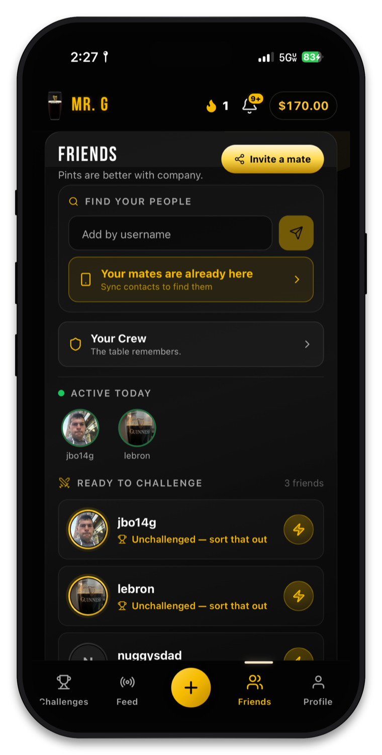 Friends screen with your crew